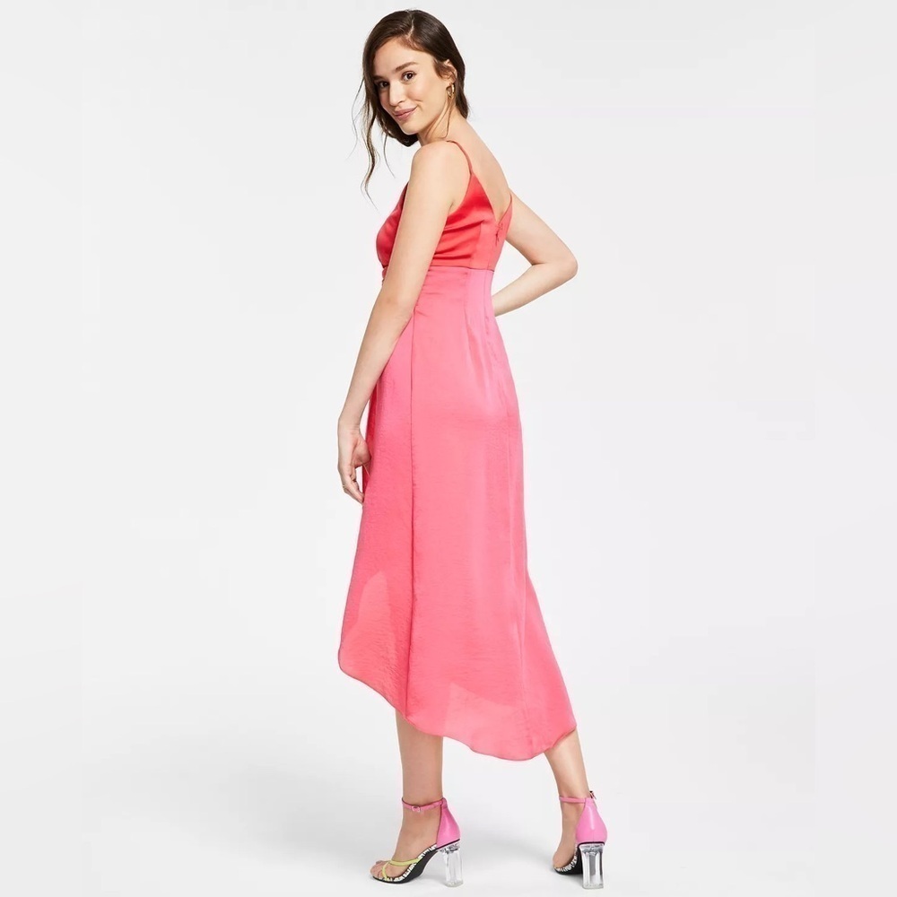 BAR III Twist-Front Two-Tone Midi Silky Dress​ - Picture 4 of 10